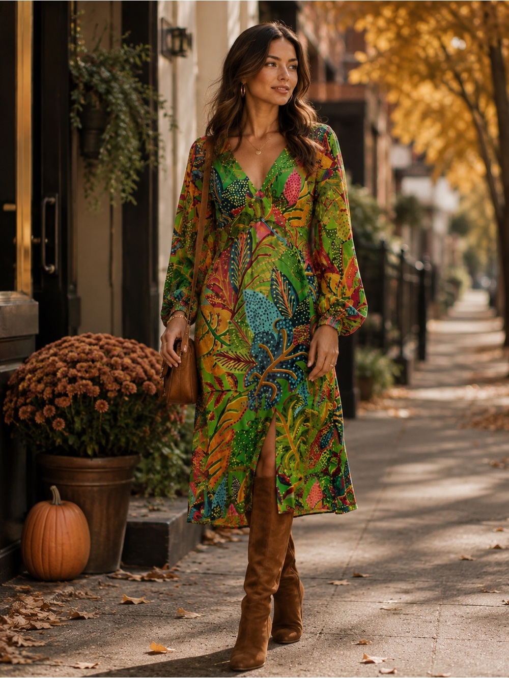NWT FARM Rio Forest Dream Front Slit Midi Dress size small video